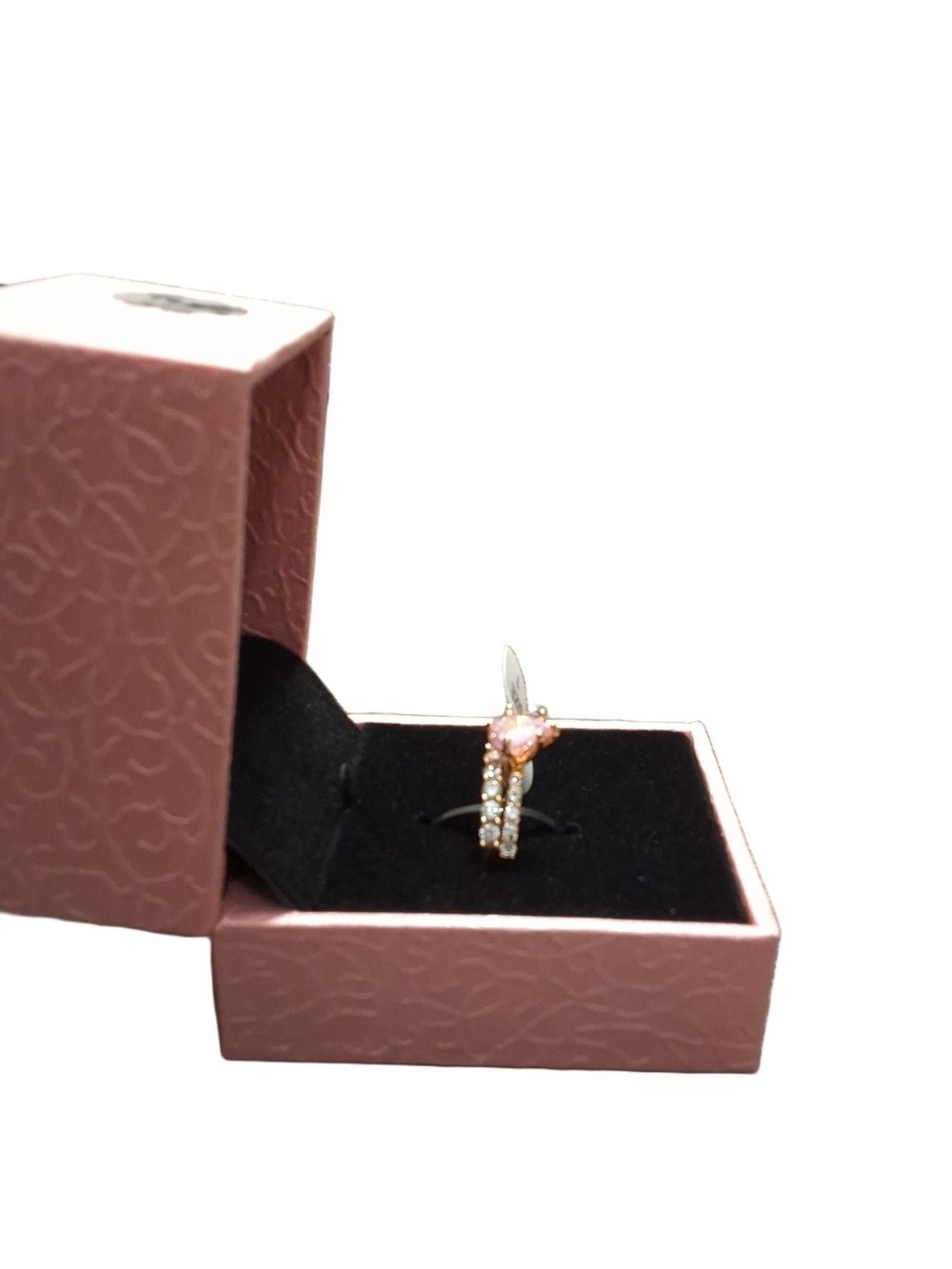Aura Accessories 2-Pc Pink Heart Rhinestone Ring Set Size 7 NWT - Picture 5 of 7